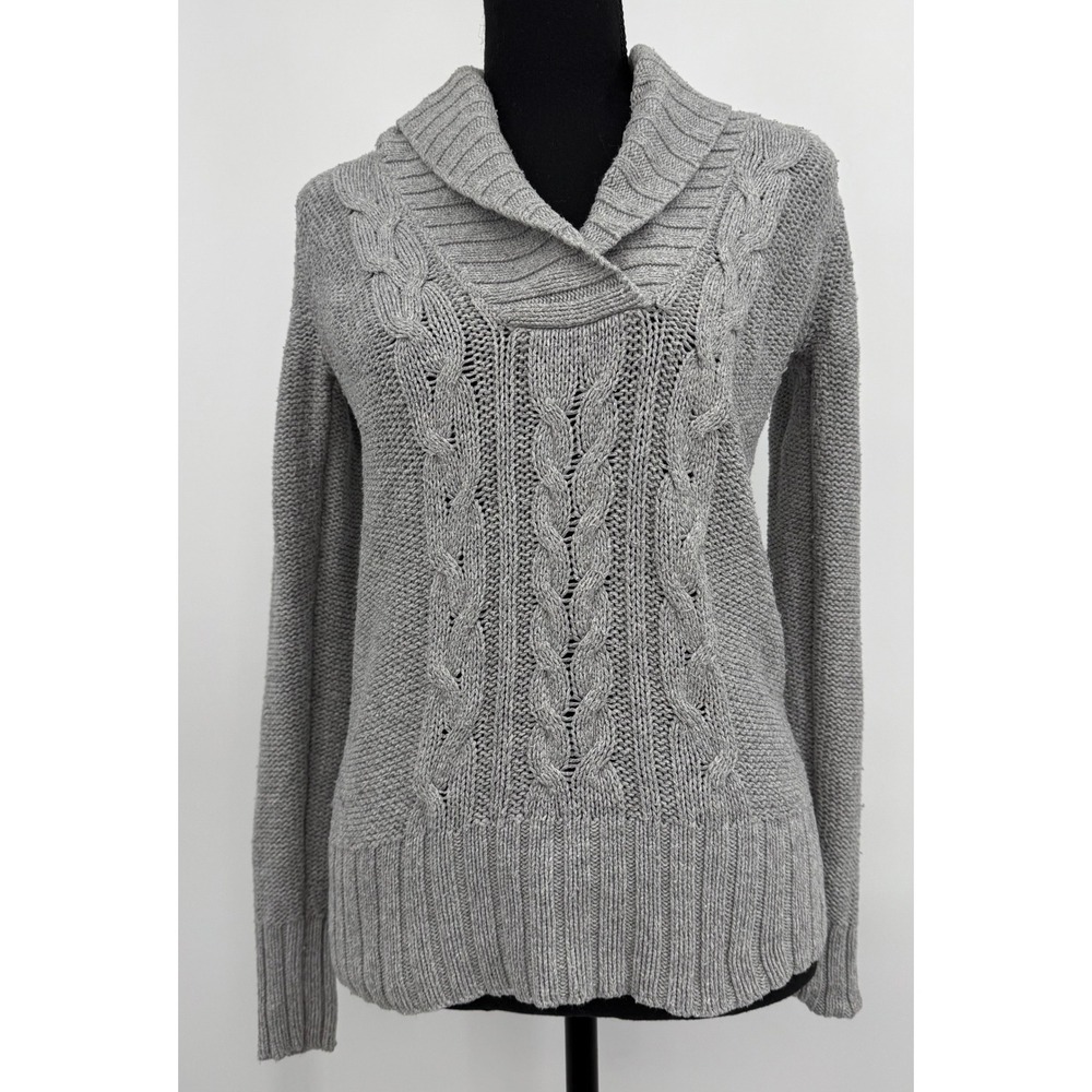 VTG Y2K Twilight Bella Swan Old Navy Cable Knit Grey XP V Neck Boho Sweater